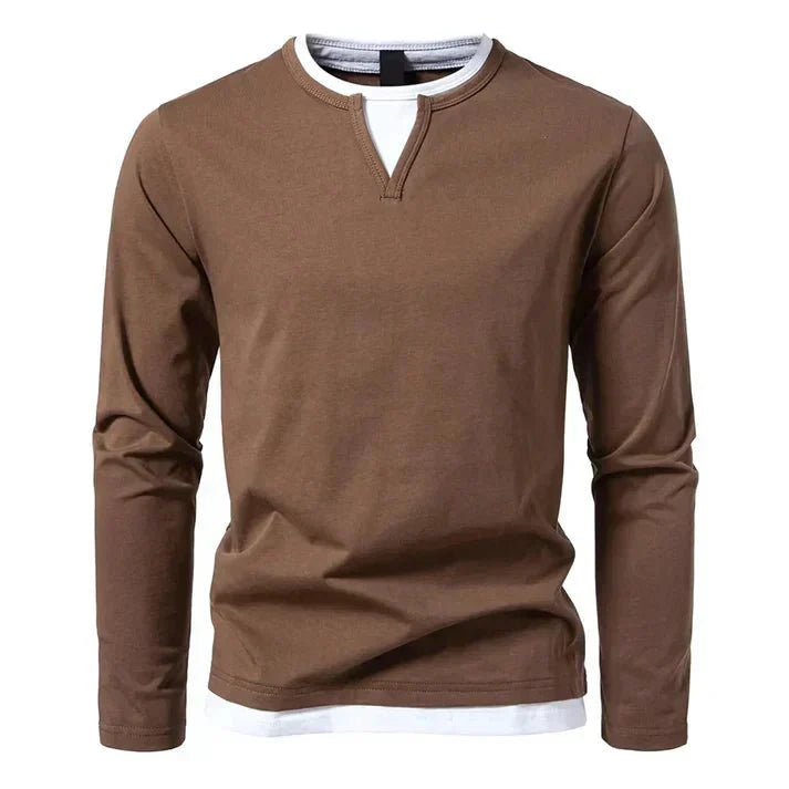 Alvin - T-shirt à manches longues haut de gamme en coton peigné