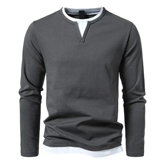 Alvin - T-shirt à manches longues haut de gamme en coton peigné